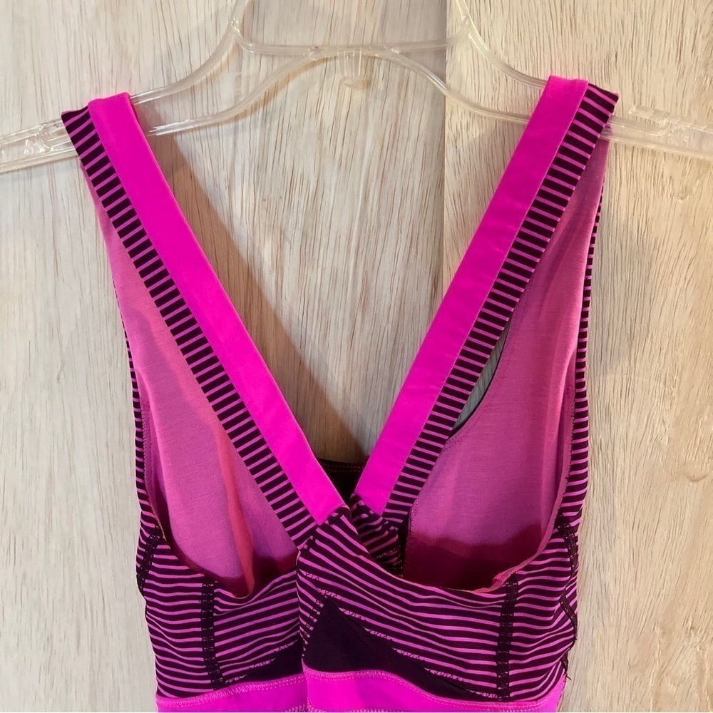 Lululemon Stuff Your Bra Pink & Purple Stripe Athletic Tank Top Shirt small - Picture 4 of 6